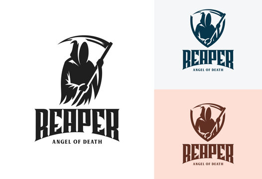 The Grim Reaper skull vector logo design vector illustration
