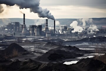 The Stark Contrast of a Huge Coal Heap and the Busy Industrial Scene in the Background