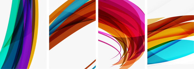 Colorful wave lines poster set for wallpaper, business card, cover, poster, banner, brochure, header, website