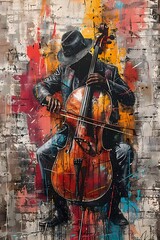 Hip-Hop Style Painting of a Cello Player