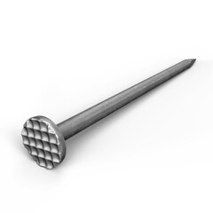 Steel Nail Pin. 3D Illustration. File with Clipping Path.