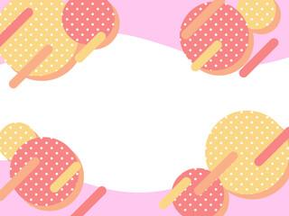 幾何学模様の背景　水玉円形波枠線あり　暖色（Affinity Designer版）
