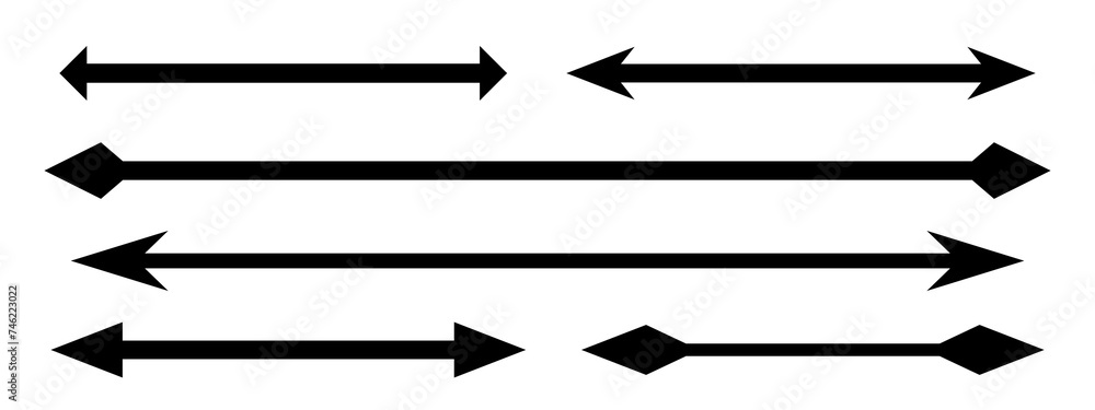 Wall mural collection of double-headed straight arrows isolated on a white background – set of simple vector ar
