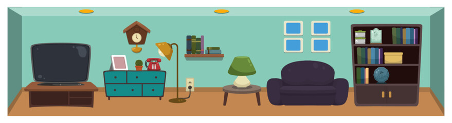 flat rooms and objects vector image