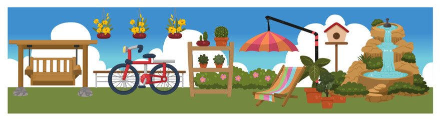 Fototapeta premium flat rooms and objects vector image