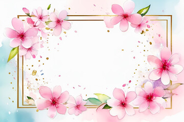 Vibrant Pink Watercolor Floral Frame