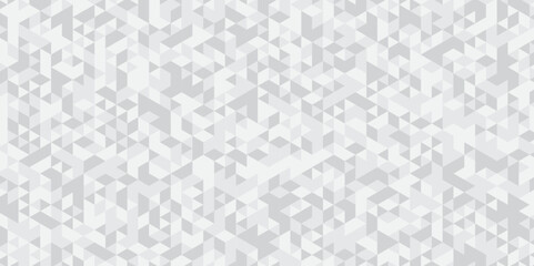 Abstract geometric white and gray background seamless mosaic and low polygon triangle texture wallpaper. Triangle shape retro wall grid pattern geometric ornament tile vector square element.