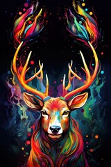 A deer colorful abstract painting