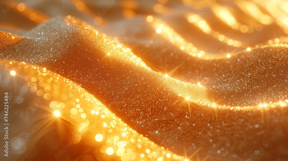 Poster texture of tiny sparkling crystals embedded in a vibrant sand dune glistening and shifting with the 