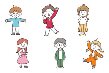 6人の子供達のイラスト素材