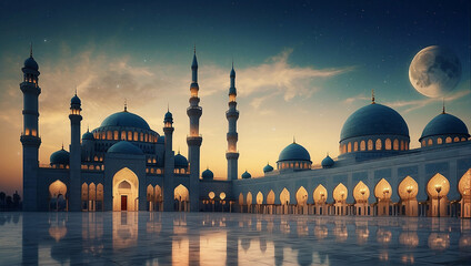 beautiful mosque islamic background - obrazy, fototapety, plakaty