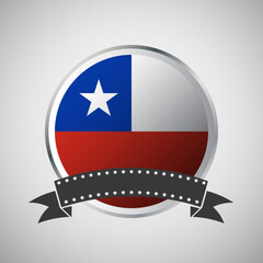 Vector Chile Round Flag Banner Vector Illustration