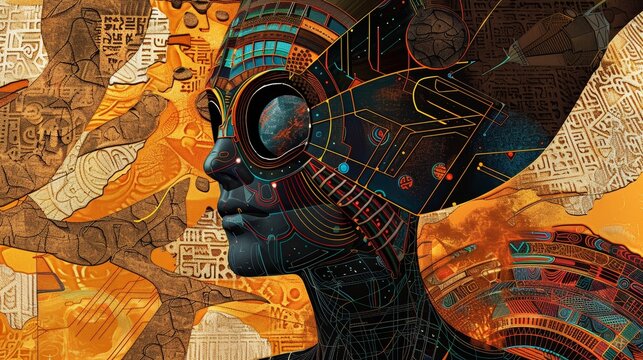 The art generator's interpretation of random Persian Empire, hieroglyphics, sci-fi, space travel, and time travel appeared disjointed