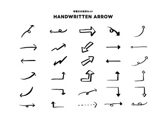 手書き　シンプル　線画　矢印　素材　アイコン　セット	