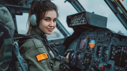 Fototapeta na wymiar woman pilot army