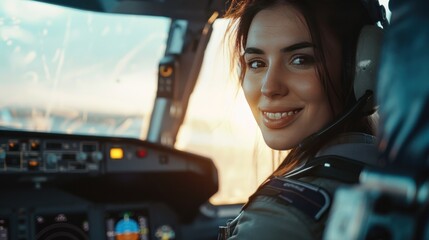 Woman Aviator in Plane