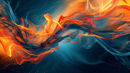 Abstract orange blue flame shape wave art design background
