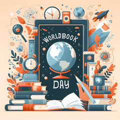 World Book Day square banner design or illustration, Generative AI