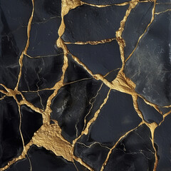 The kintsugi technique highlights the beauty of imperfection on a textured surface, an art of resilience, AI Generative.