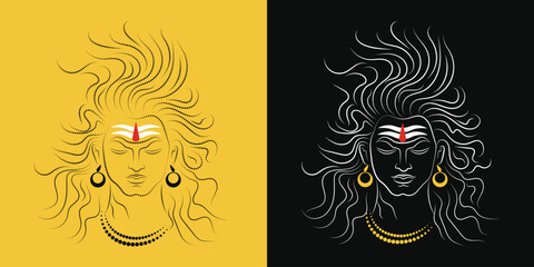 Fototapeta premium Lord shiva dotted line art vector 