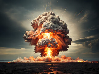 The explosion of a nuclear bomb in the city Created With Generative Ai - obrazy, fototapety, plakaty