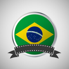 Obraz premium Vector Brazil Round Flag Banner Vector Illustration