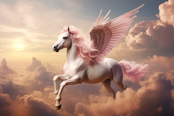 unicorn flying horse, a unicorn, flying horse in the sky