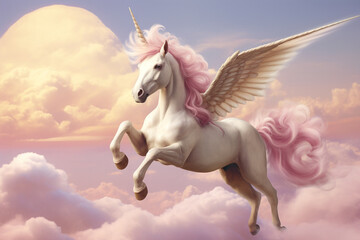 unicorn flying horse, a unicorn, flying horse in the sky