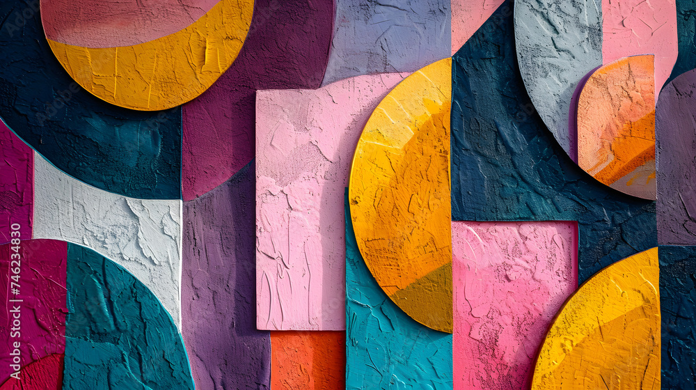 Poster abstract compositions that resemble a symphony of colors, shapes, and textures