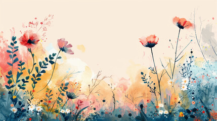 watercolor vector background with floral elements.