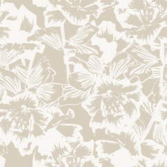 Neutral Colour Abstract Floral Seamless Pattern Design