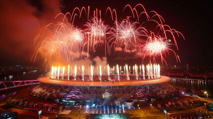 A stadium by the water becomes the stage for a mesmerizing night spectacle, where dazzling...