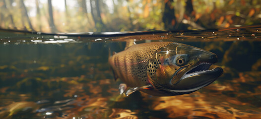 A massive big trout lurking in the murky wooded streams of the northern territory.