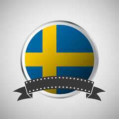 Vector Sweden Round Flag Banner Vector Illustration