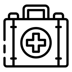 Obraz premium Medical First Aid Kit Simple Line Icon Logo Symbol