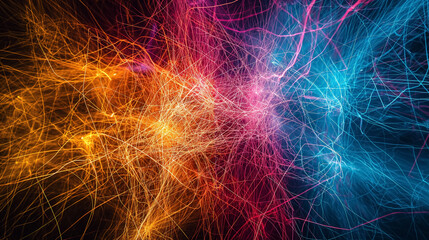 Electric neon fractal light explosion.