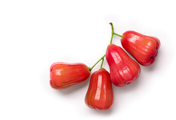 Top view bunch of rose apple isolated on white background.