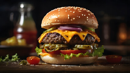 A photography of a the most detailed burger