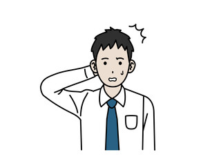 予想外、驚く若い会社員の男性のイラスト