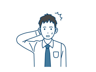 予想外、驚く若い会社員の男性のイラスト