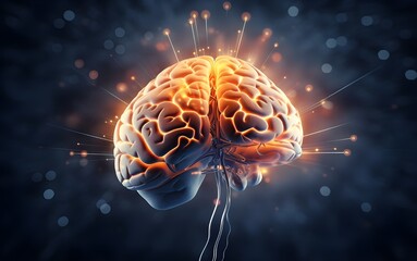 Fototapeta premium 3d Illustration of medical science brain with digital background