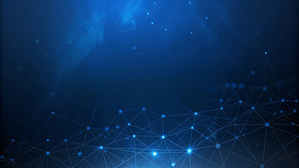 Night Sky Background with Blue Data nodes Illustration