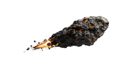A meteor isolated on white transparent background