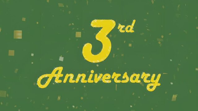 Happy 3rd anniversary 003, motion graphic emerald green background.