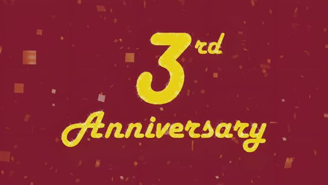 Happy 3rd anniversary 004, motion graphic ruby red background.