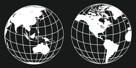 Vector illustration of a World Map globe with focus on North America and Asia - 746242047