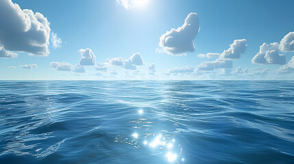 Fototapeta na wymiar Realistic high-res image of a sunny day with blue ocean and skies, Generative AI