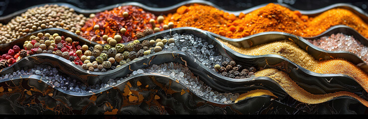 Colorful and aromatic spices and herbs. Created with Ai