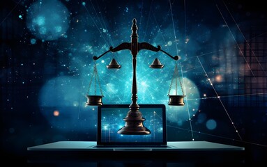 symbol scale of justice digital international law, illustration drawing logo