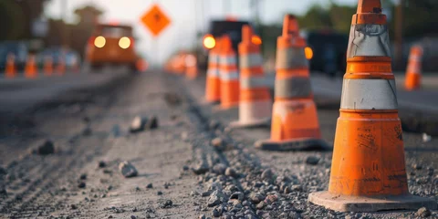 Foto auf Alu-Dibond traffic cones on the road construction  © kimly